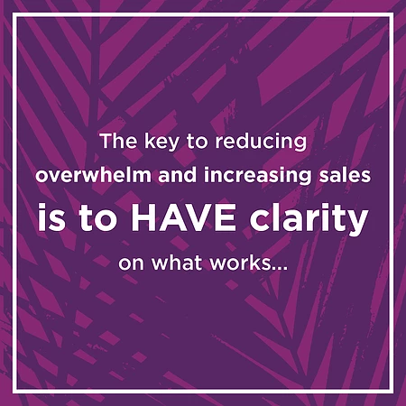 Emily Anne Page says "The key to reducing overwhelm and increasing sales is to have CLARITY on what works FOR YOUR BUSINESS."